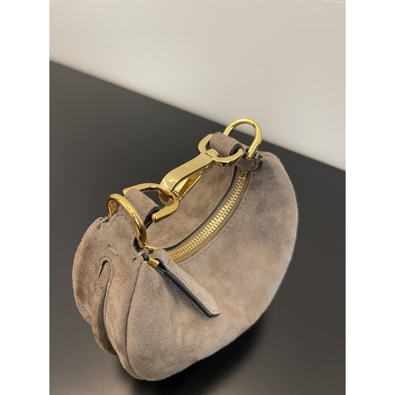 F**di graphy small  suede bag brown