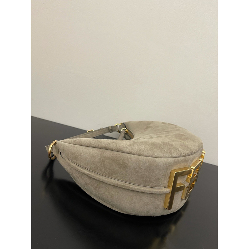 F**di graphy middle laminated leather bag gray