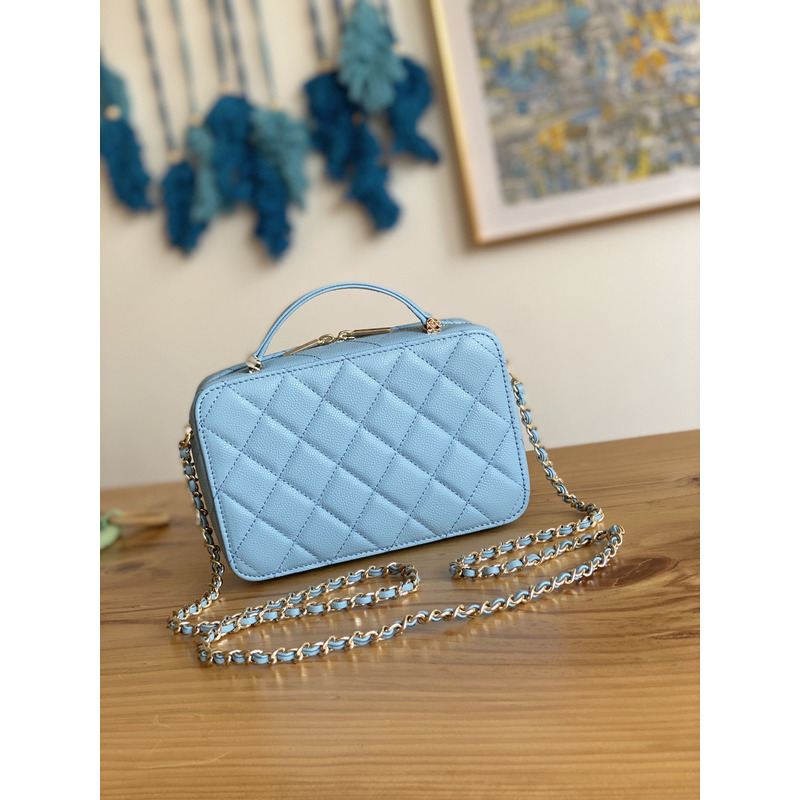 Ch*el ap2634 small vanity with chain bag  blue