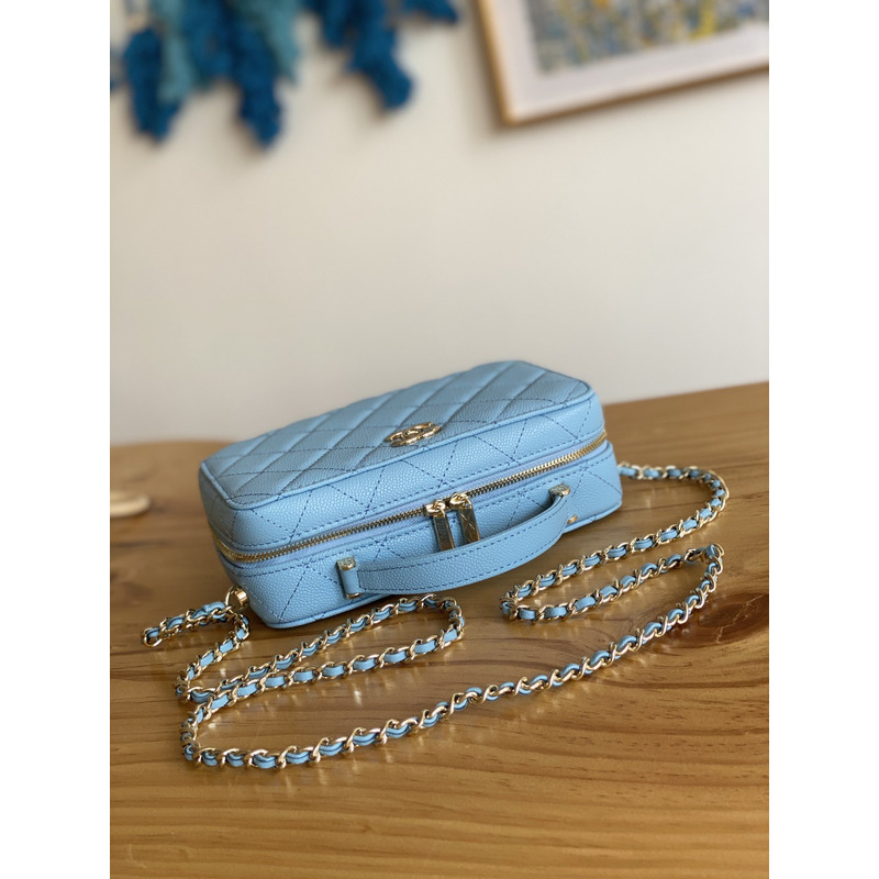 Ch*el ap2634 small vanity with chain bag  blue