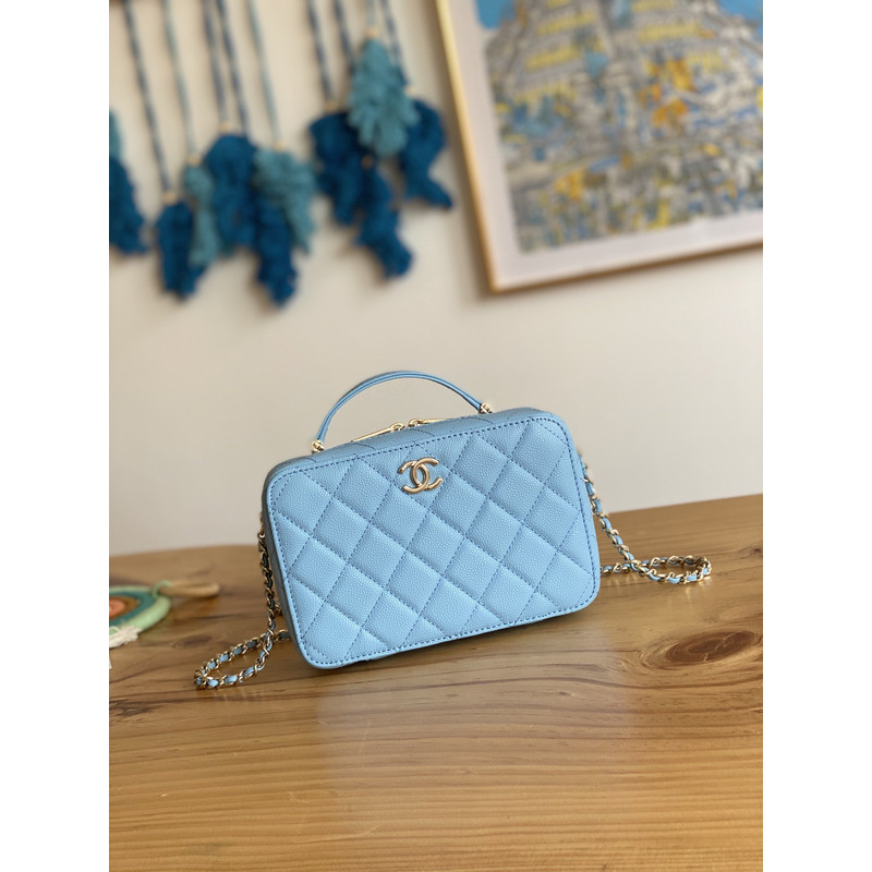 Ch*el ap2634 small vanity with chain bag  blue