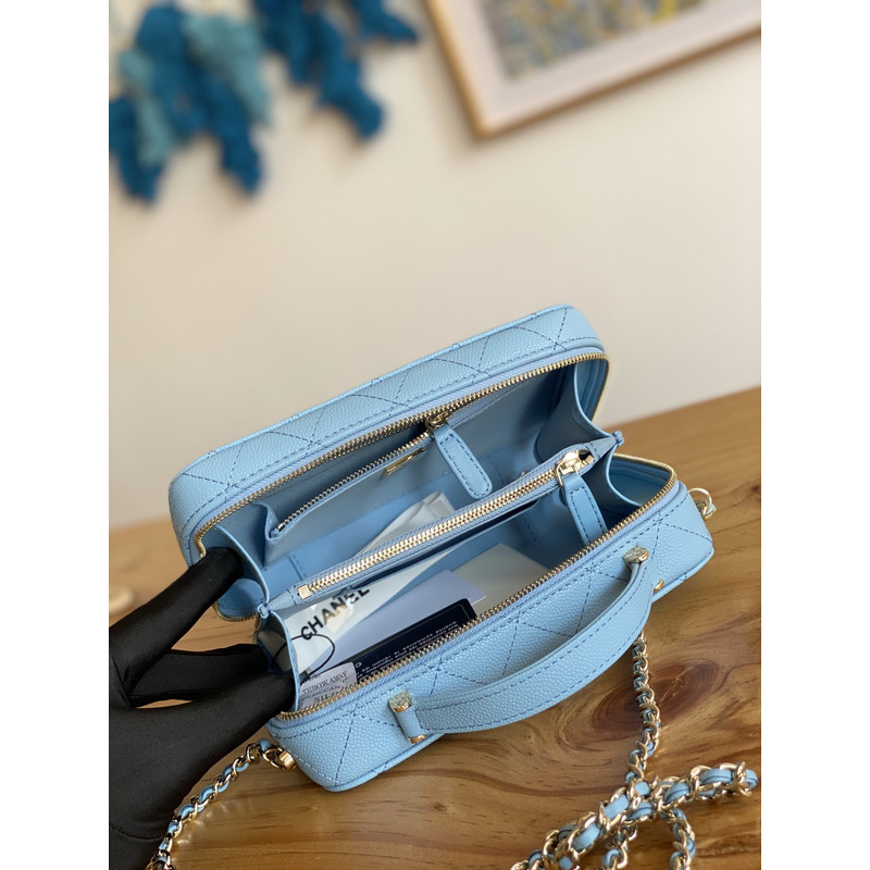 Ch*el ap2634 small vanity with chain bag  blue