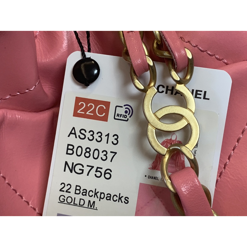 Ch*el 22ss gloss leather chain backpack pink