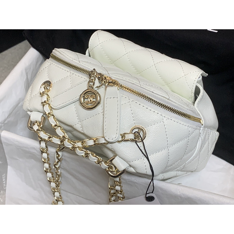 Ch*el cc day backpack quilted caviar mini white