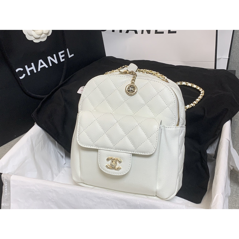 Ch*el cc day backpack quilted caviar mini white