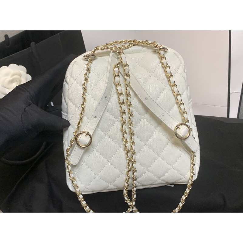 Ch*el cc day backpack quilted caviar mini white