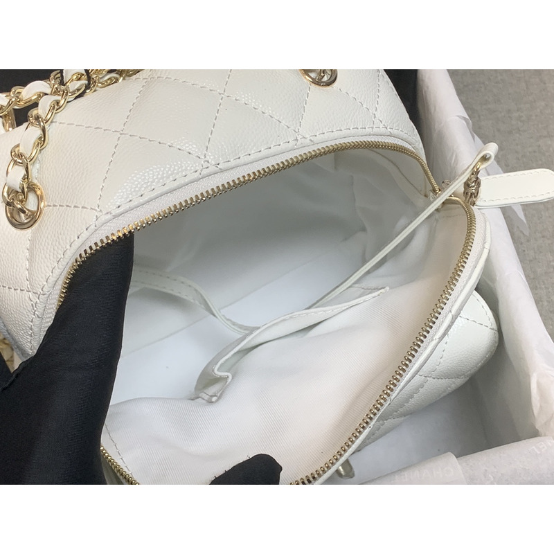 Ch*el cc day backpack quilted caviar mini white