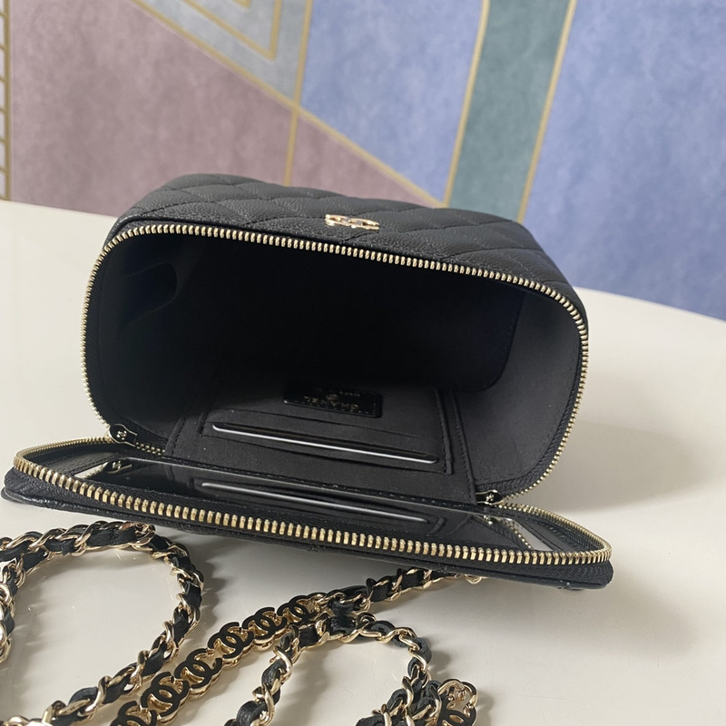 Ch*el 22s with handle caviar vanity case black