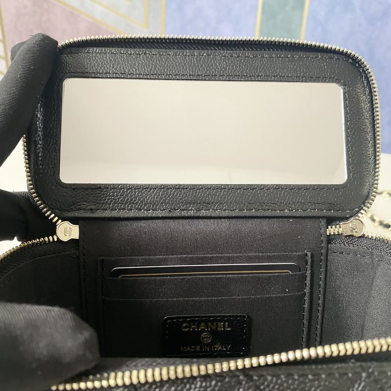 Ch*el 22s with handle caviar vanity case black