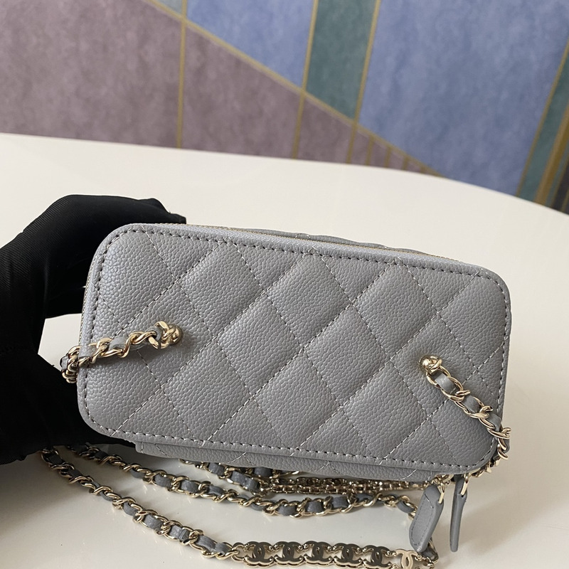 Ch*el 22s with handle caviar vanity case grey