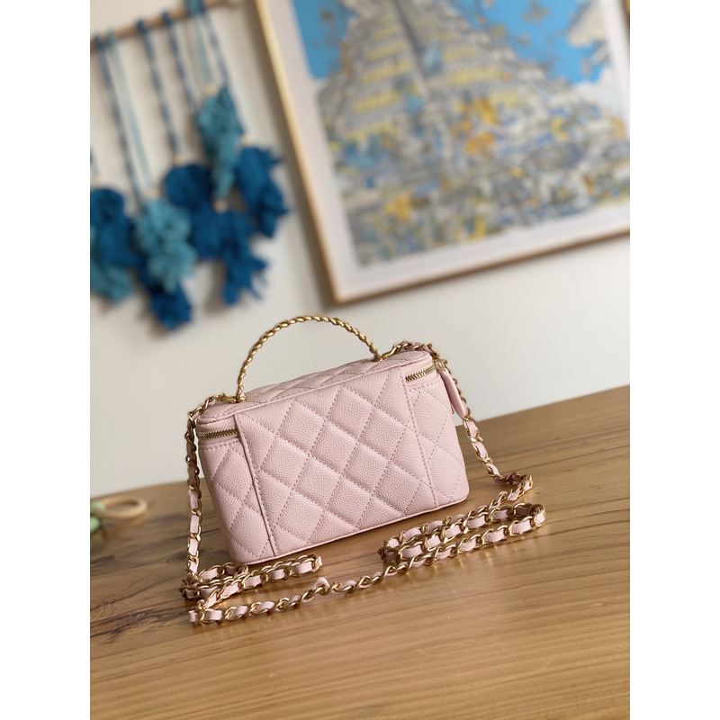 Ch*el 22s with handle caviar vanity case pink