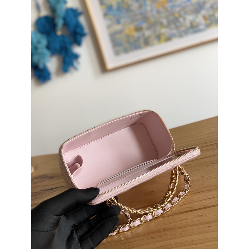 Ch*el 22s with handle caviar vanity case pink