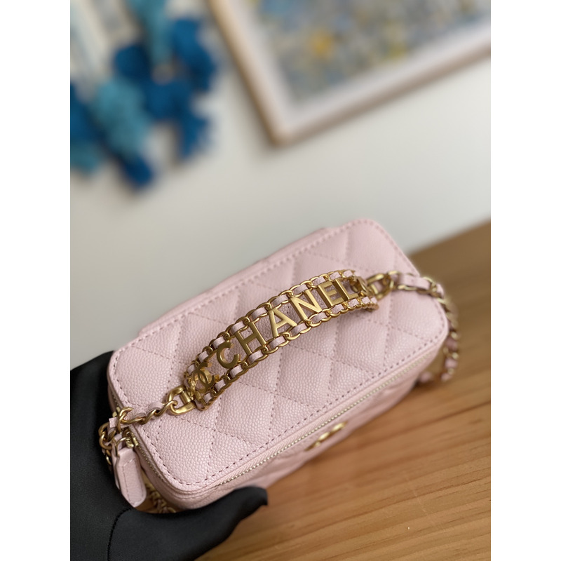 Ch*el 22s with handle caviar vanity case pink