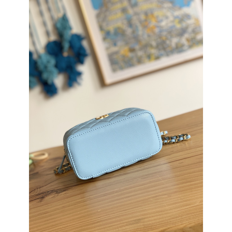 Ch*el 22s with handle caviar vanity case blue