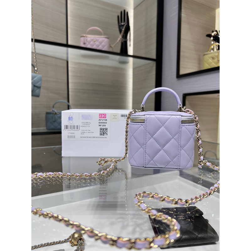 Ch*el ap2581 small vanity with chain lambskin purple