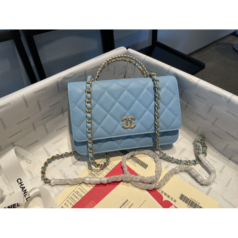 Ch*el coco trendy woc handle bag blue