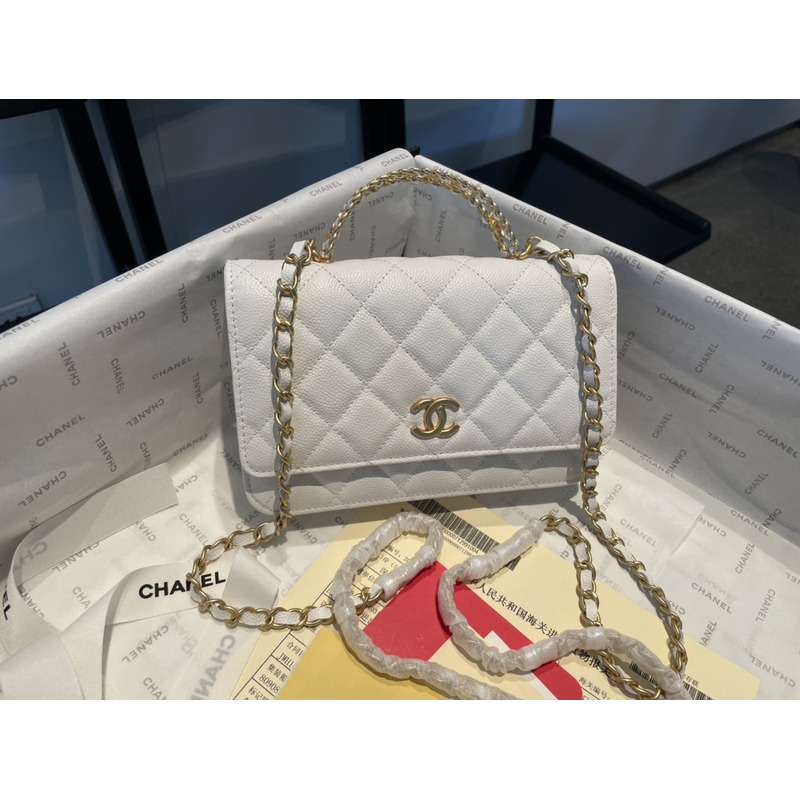 Ch*el coco trendy woc handle bag white