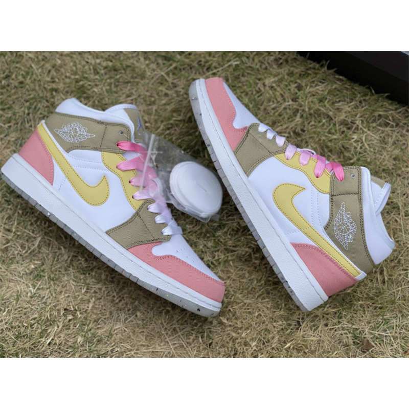 Air Jordan 1 Mid GS Pastel Grind Vivid/Grind Sneaker