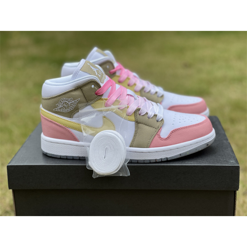 Air Jordan 1 Mid GS Pastel Grind Vivid/Grind Sneaker