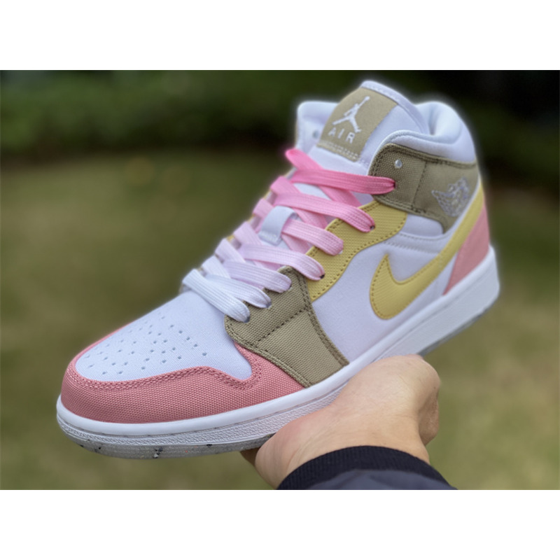 Air Jordan 1 Mid GS Pastel Grind Vivid/Grind Sneaker