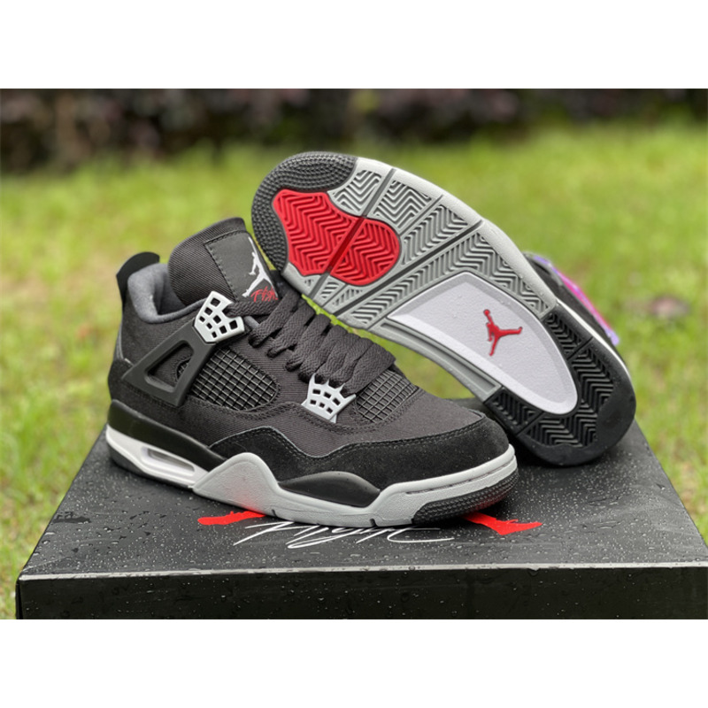 Air Jordan 4 “Black Canvas” Sneaker Black/White-Red