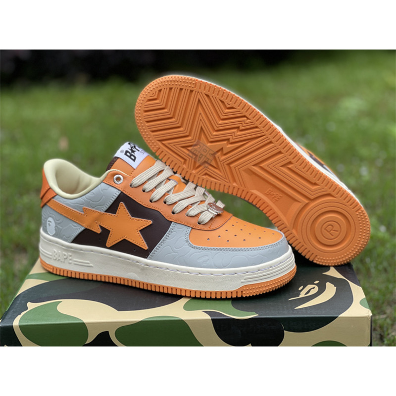 A Bathing Ape Bape Sta Low Sneaker Orange Gray