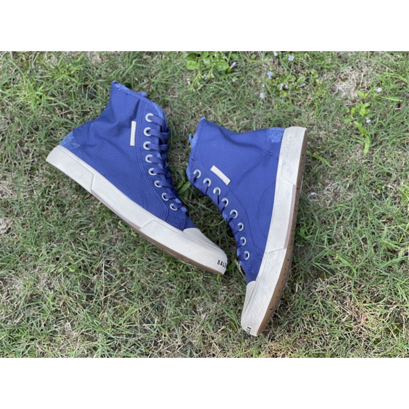 Ba*len*cia*ga paris high top destroyed sneaker blue