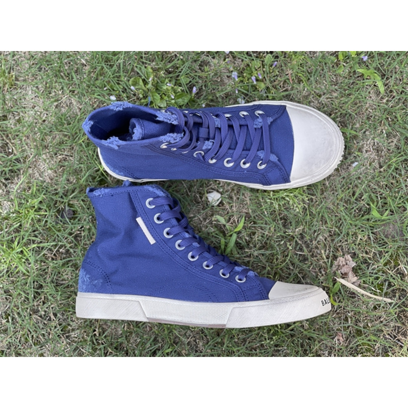 Ba*len*cia*ga paris high top destroyed sneaker blue