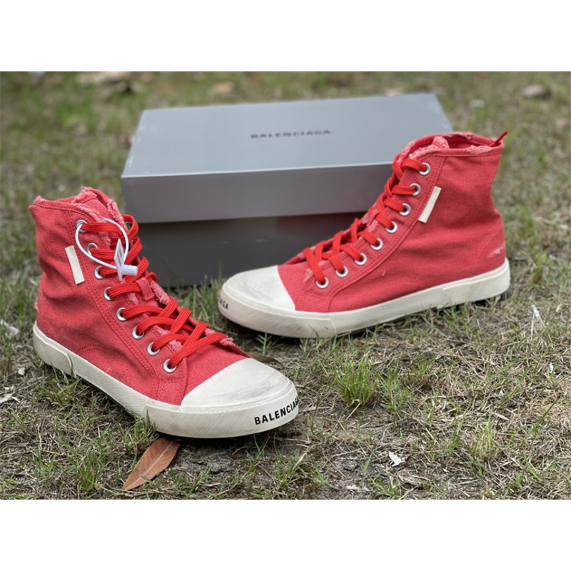 Ba*len*cia*ga paris high top destroyed sneaker red