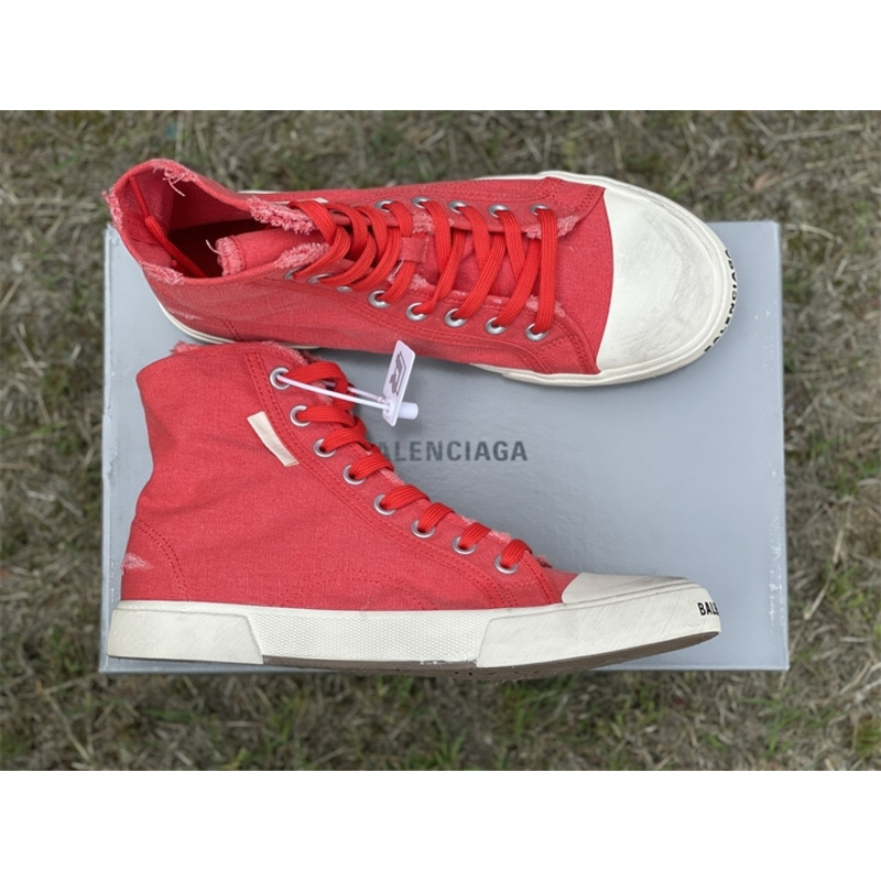 Ba*len*cia*ga paris high top destroyed sneaker red