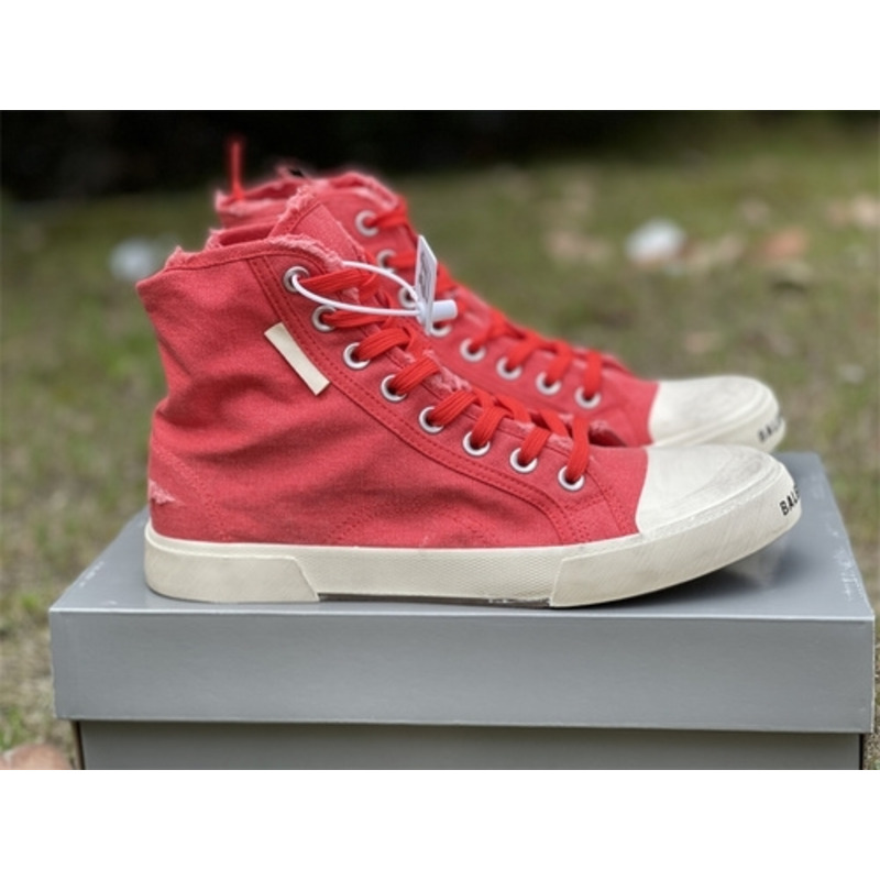 Ba*len*cia*ga paris high top destroyed sneaker red