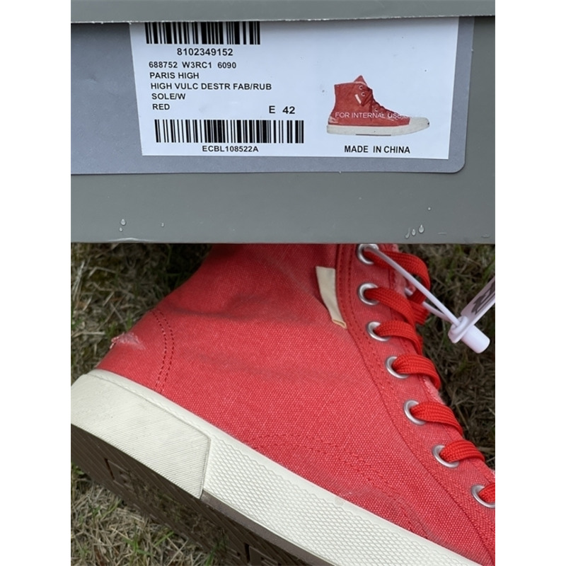 Ba*len*cia*ga paris high top destroyed sneaker red