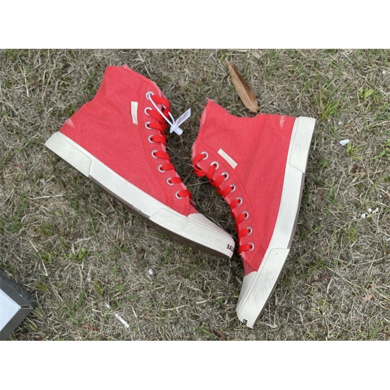 Ba*len*cia*ga paris high top destroyed sneaker red