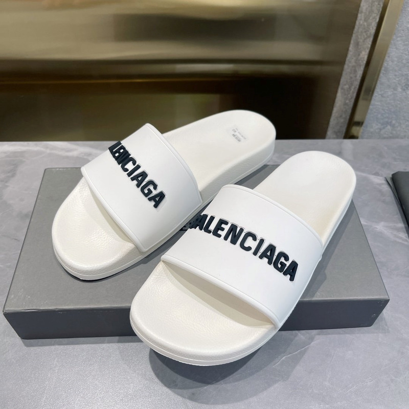 Ba*len*cia*ga 3d logo print pool slide sandal white