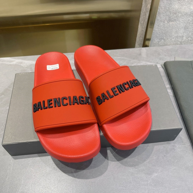 Ba*len*cia*ga 3d logo print pool slide sandal red