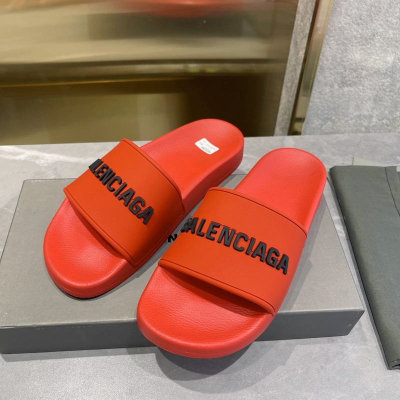 Ba*len*cia*ga 3d logo print pool slide sandal red