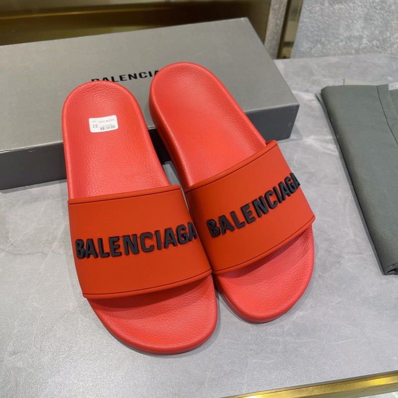 Ba*len*cia*ga 3d logo print pool slide sandal red