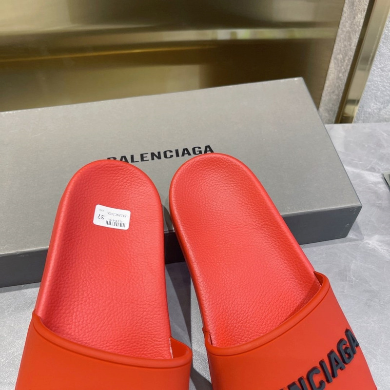 Ba*len*cia*ga 3d logo print pool slide sandal red