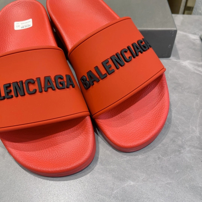 Ba*len*cia*ga 3d logo print pool slide sandal red