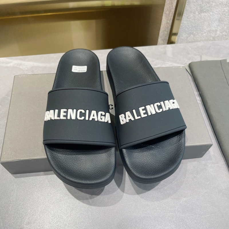 Ba*len*cia*ga 3d logo print pool slide sandal black