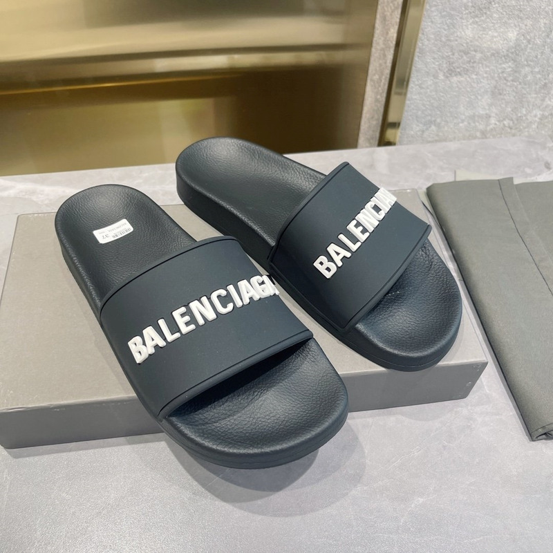 Ba*len*cia*ga 3d logo print pool slide sandal black