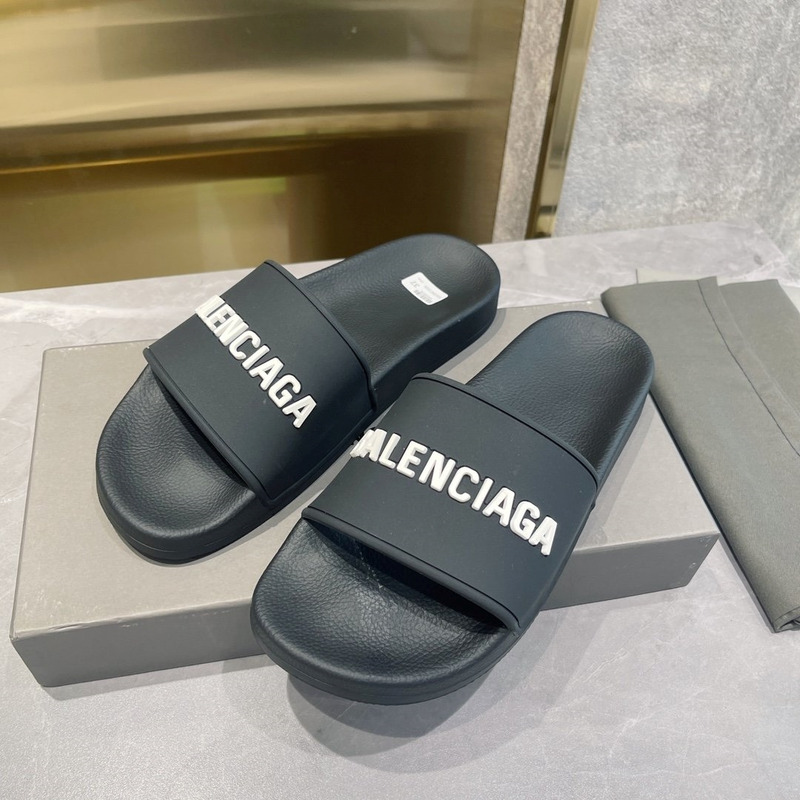 Ba*len*cia*ga 3d logo print pool slide sandal black