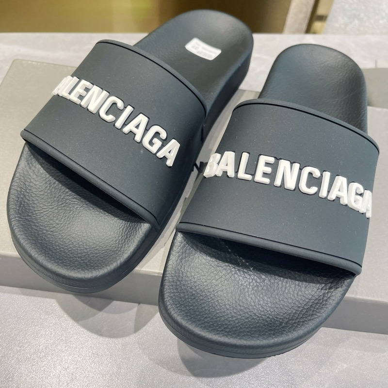 Ba*len*cia*ga 3d logo print pool slide sandal black