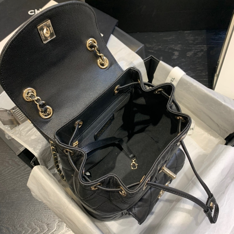 Ch*el caviar leather vintage duma backpack black