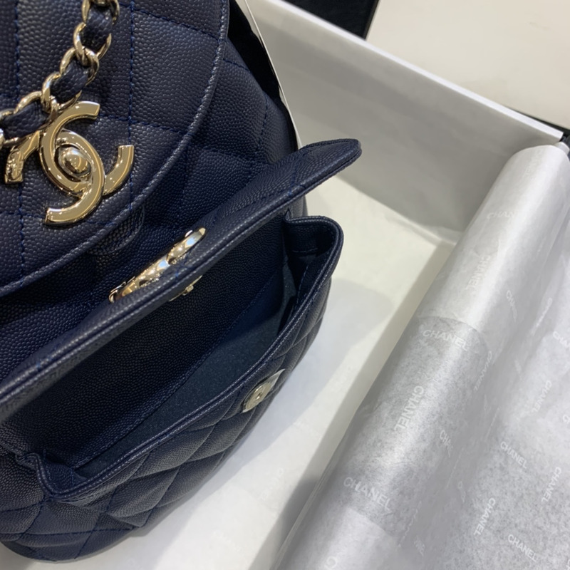 Ch*el caviar leather vintage duma backpack dark blue