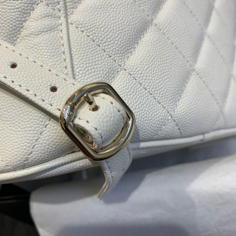 Ch*el caviar leather vintage duma backpack white