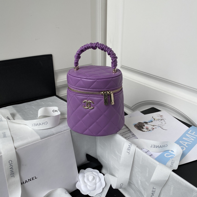 Ch*el small bucket bag lambskin purple