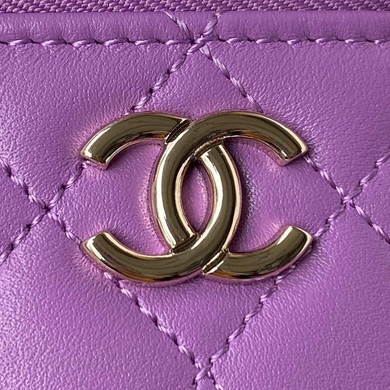 Ch*el small bucket bag lambskin purple