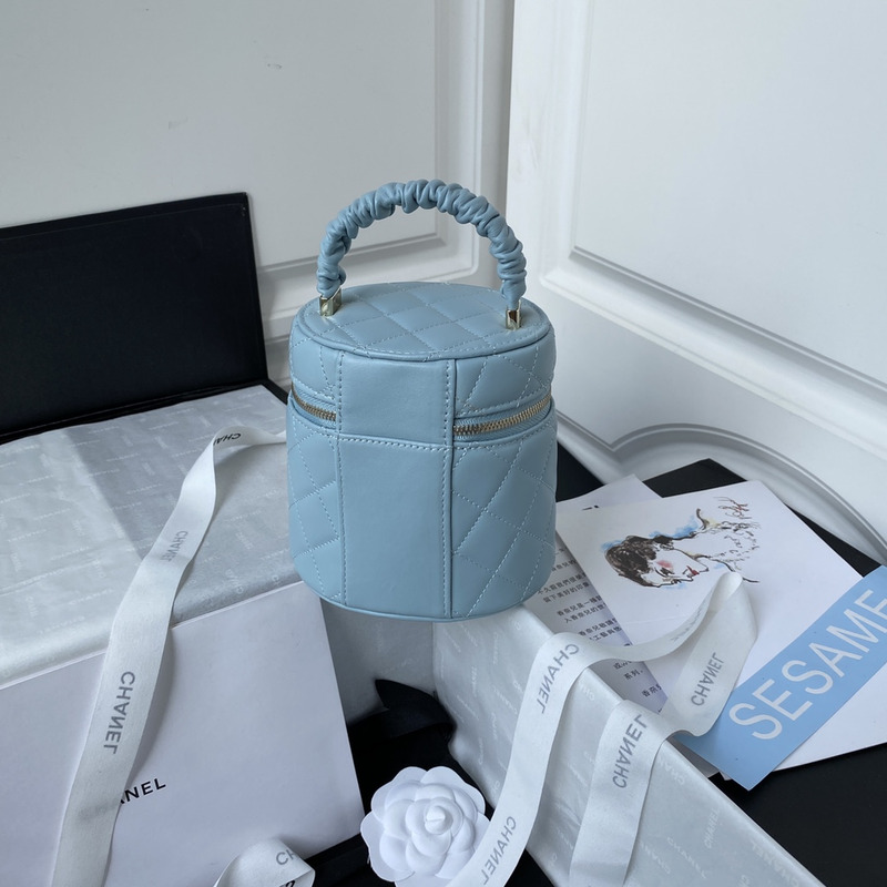 Ch*el small bucket bag lambskin blue