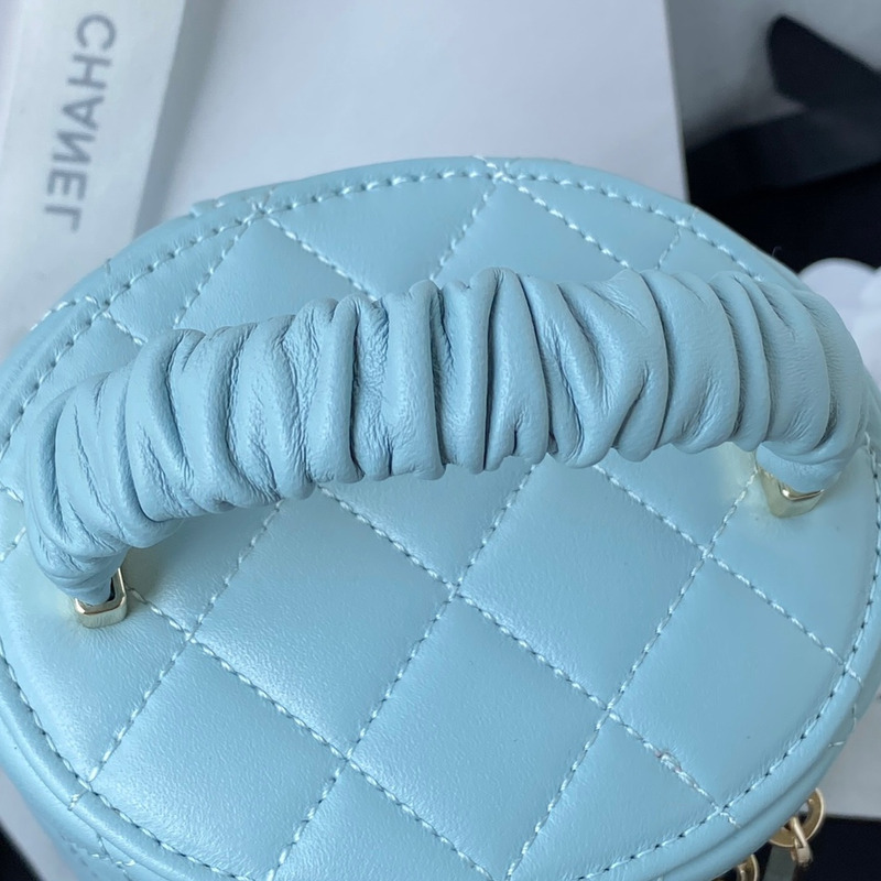 Ch*el small bucket bag lambskin blue